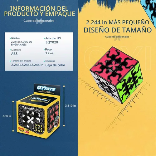 Vista 6 de Cubo de engranajes 3x3 con estructura de engranajes tridimensional, diseño de azulejos incrustados, cubo mágico 3x3x3, rompecabezas y juguetes