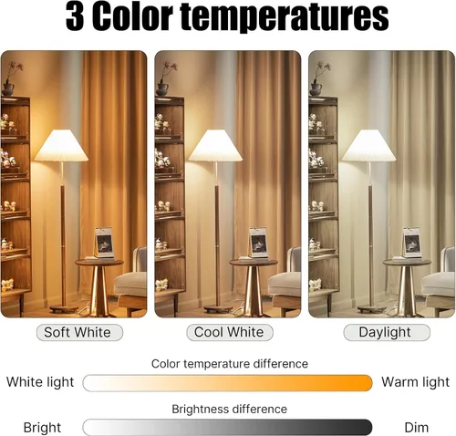 Vista 6 de CFL - Bombillas fluorescentes compactas con base E26, espiral T2 de 13 vatios (equivalente a 60 vatios), color blanco suave, 2700 K, 900 lm