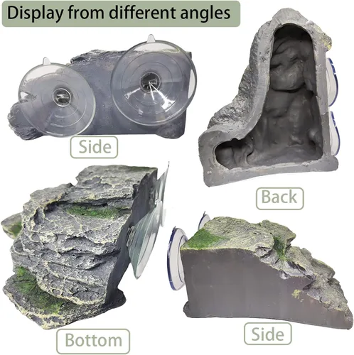 Vista 3 de PINVNBY Plataforma para tomar tortugas, piedra de resina, esquisto trepador de reptil, adorno de acuario, decoración de paisaje de roca con ventosas