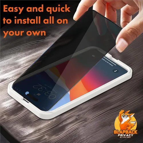 Vista 4 de Slapback Protector de pantalla de privacidad prémium para iPhone 14 Pro Max [2 unidades] [pantalla de 6.7 pulgadas] Anti-espía 28 grados opaca