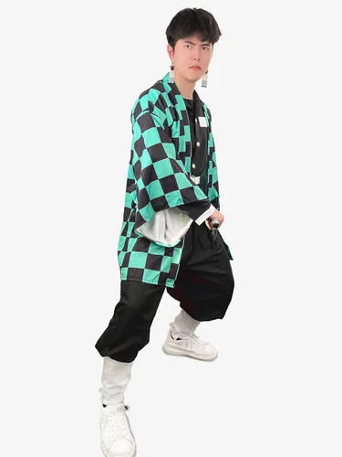 Vista 7 de CosTribe Disfraz de anime para hombre kimono conjunto completo bata tipo cárdigan Haori con leggings para pendientes