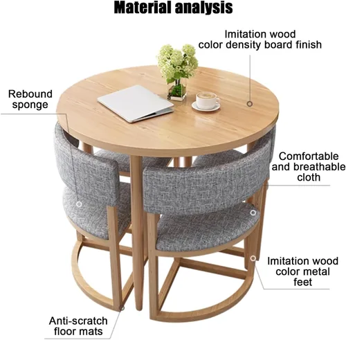 Vista 2 de YVYKFZD Round Conference Table, Small Office Reception Room Club Table, Business Conference Room Table and Chair, Simple Kitchen Dining Table Set