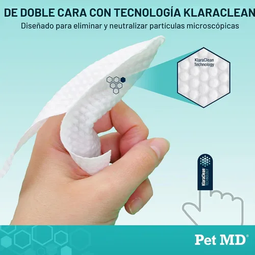 Vista 5 de Pet MD Toallitas dentales para mascotas para perros, sabor a manzana fresca