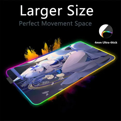 Vista 2 de Mouse Pads Sexy Anime Girl Gamer Pad Mouse Mat RGB LED Game Mats Office Deskmat Gaming Desk Mause Pads Pc XXL Desktop Keyboard Pad 24 inch x12 inch