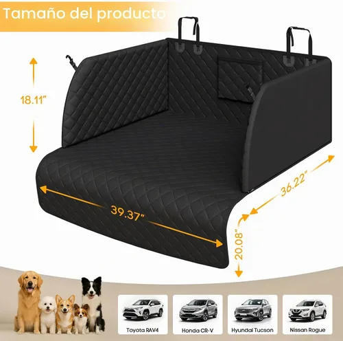 Vista 2 de PETICON SUV Cargo Liner for Dogs, Pet Trunk Cover with Cushioned Sides Negro