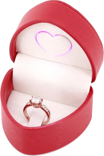 Vista 13 de Naimo Caja de anillo de compromiso, pendientes, moneda, joyero, caja con luz LED, para propuesta, compromiso, regalo de boda Negro