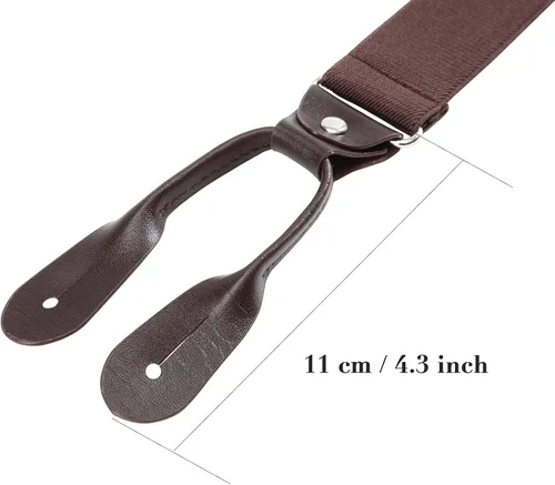 Vista 41 de AWAYTR Tirantes de botón marrón para hombre, tirantes elásticos ajustables en forma de Y