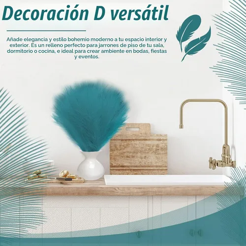 Vista 5 de 8 piezas de hierba de pampa sintética de decoración bohemia – Ramas de hierba artificial de la pampa de 18 pulgadas para rellenos de jarrones