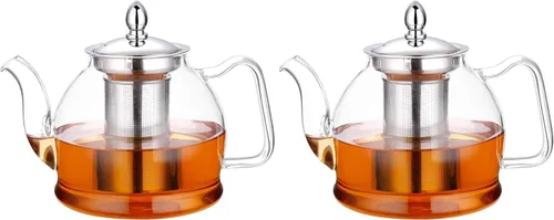 Vista 9 de HIWARE Tetera de vidrio de 33.8 fl oz con infusor extraíble, hervidor de té seguro para estufa, juego de té de hojas sueltas y florecientes