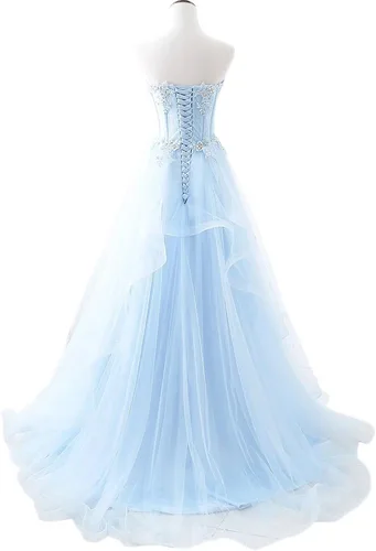 Vista 2 de Vestido de fiesta largo para mujer con cintura transparente, espina de pescado y péplum simétrico