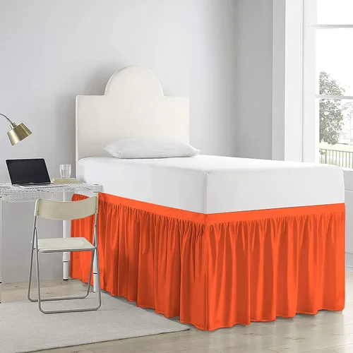 Vista 13 de Falda de cama de calidad de hotel de 800 hilos, 100% algodón con volantes, tamaño de 30 pulgadas, suave, extra larga, elástica, para dormitorio