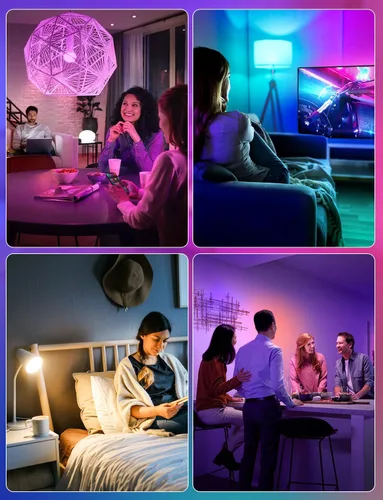 Vista 7 de Bombillas LED inteligentes A19, equivalente a 60 W, 800 lúmenes, cambio de color, bombillas Bluetooth E26 de 9 W con control remoto, 16 millones