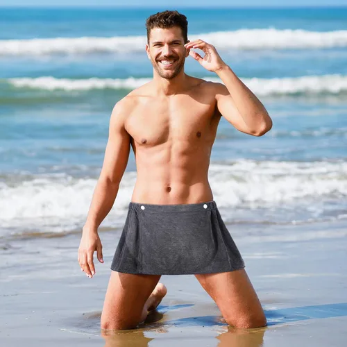 Vista 7 de Preboun Toalla de baño para hombre, suave para después de la ducha, pantalones cortos