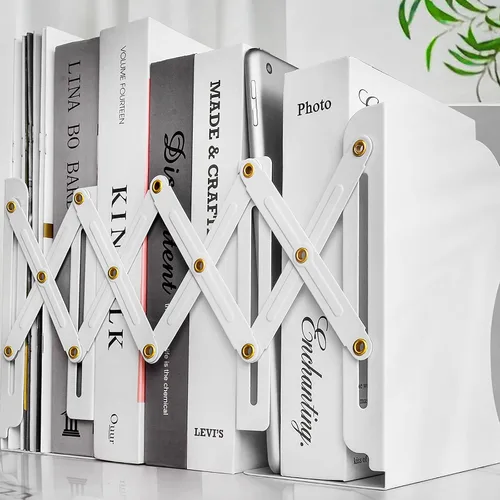 Vista 7 de Extremo de libro resistente para sostener libros, sujetalibros ajustable para estantes, organizador de libros decorativo para escritorio, resistente