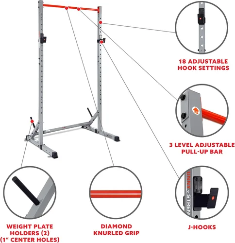 Vista 3 de Sunny Health & Fitness Multifunctional Strength Training Home Gym – Complete Workout Equipment with Training Attachments, Optional Squat Stand