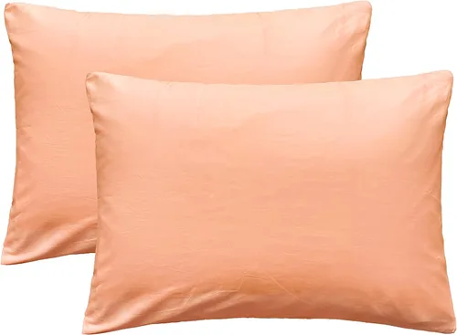 Vista 25 de iMaylex Fundas de almohada suaves 100% algodón egipcio con cierre de cremallera, acogedoras y ligeras, juego de 2, albaricoque, estándar, 20 x 26
