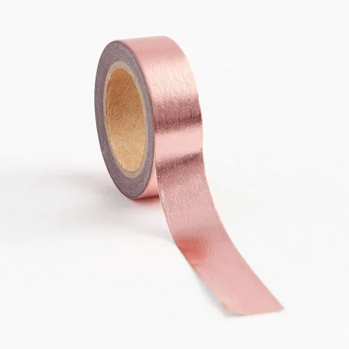 Vista 3 de Rollo de cinta washi metálica de oro rosa (paquete de 2)