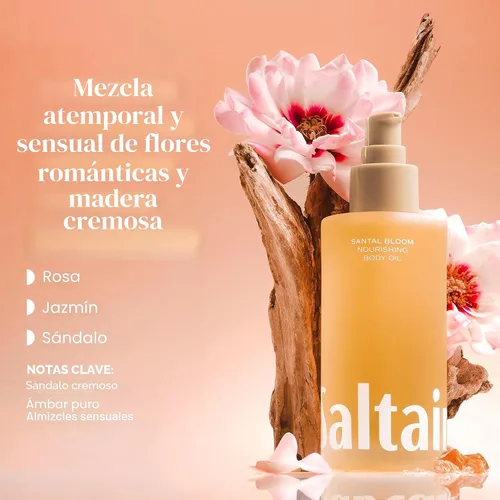 Vista 2 de Saltair Aceite corporal - Lujoso aceite Santal Bloom para después de la ducha y el baño para mujeres y hombres. Hidratante botánico, no graso, bien