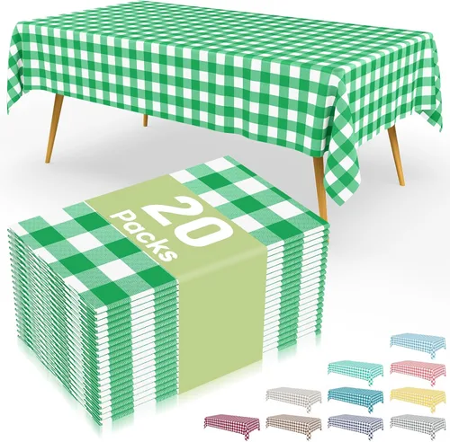 Vista 60 de Smiry 8 paquetes de manteles desechables Gingham, 54 x 108 pulgadas, manteles de plástico impermeables rectangulares en diseño a cuadros