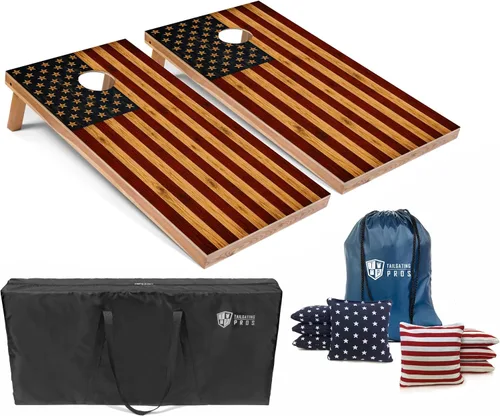 Vista 9 de Tailgating Pros Tablas de Cornhole de 4 x 2 pies, tamaño reglamentario oficial, juego de cornhole de diseño de madera con 8 bolsas de frijol, funda