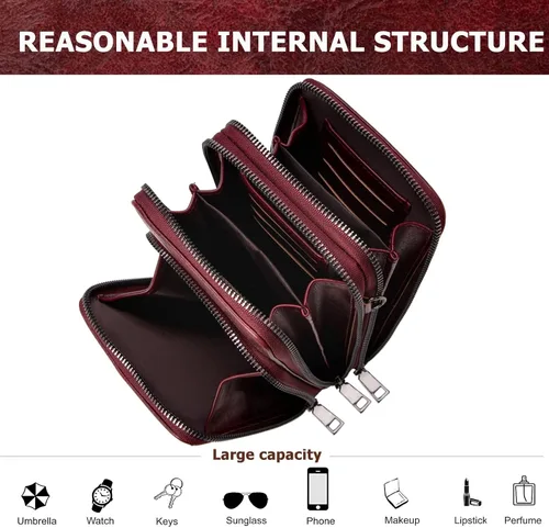Vista 3 de Bolso chico en bandolera de mujer para celular, minicartera tarjetera monedero de manohombro