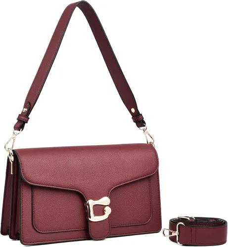 Vista 32 de Travistar Bolsos cruzados para mujer de moda - Pequeño bolso cruzado de hombro con 2 correas, bolso de mano de cuero, bolso de noche de embrague