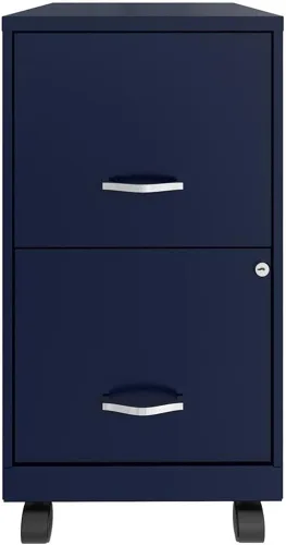 Vista 7 de UrbanPro Archivador móvil de metal de 18 pulgadas con 2 cajones, acabado azul, suspensión de deslizamiento suave, almacenamiento de letras