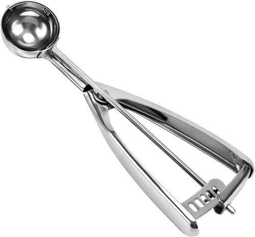 Vista 15 de Saebye Cuchara de 4 onzas, cuchara para galletas #8, cuchara grande para helado con gatillo, cuchara para porciones, cuchara para magdalenas
