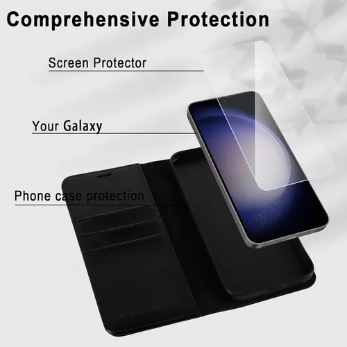 Vista 5 de MONASAY - Funda tipo cartera para Samsung S23 con 3 tarjeteros, color negro