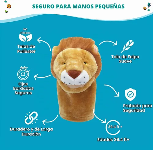 Vista 5 de Get Ready Kids BigMouth - Marionetas de mano de animales - Juego de 10