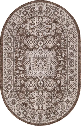 Vista 93 de Unique Loom Outdoor Aztec Collection Alfombra de área, Chalca (5 pies 3 pulgadas, octágono, aguamarina/marfil)
