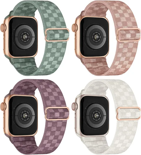 Vista 19 de 4 Pack Stretchy Solo Loop Compatible with Apple Watch Bands Women Men