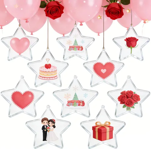 Vista 10 de Barelove Esferas transparentes rellenables para Pascua, 10 bolas transparentes para manualidades, esferas decorativas colgantes de plástico
