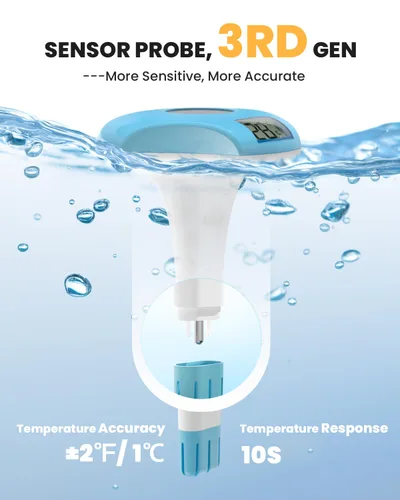 Vista 6 de BALDR Termómetro flotante para piscina, termómetro de piscina con energía solar, fácil de leer/usar