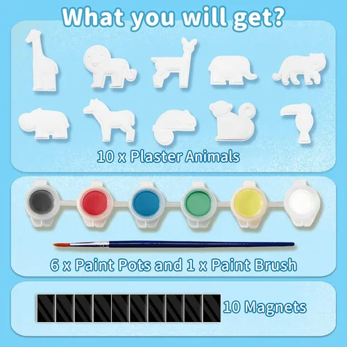 Vista 2 de Funto Pinta tu propio unicornio y animal, juego de 16 figuras de arte y manualidades para niños, cerámica para pintar, proyectos de vapor, actividad