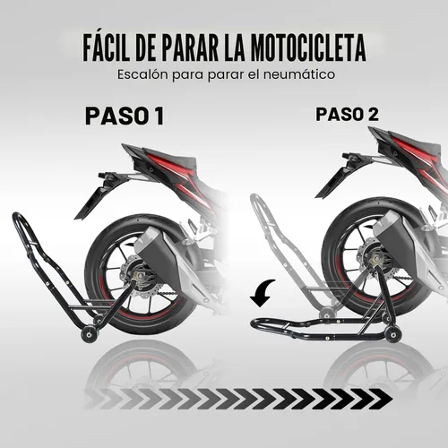 Vista 4 de Jack Boss Caballete de motocicleta, soporte de rueda trasera combo, capacidad de 500 libras, soporte de basculante para paddock para moto deportiva