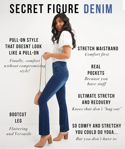 Vista 5 de Rekucci Secret Figure - Jeans de mezclilla de alta calidad con corte de bota para mujer