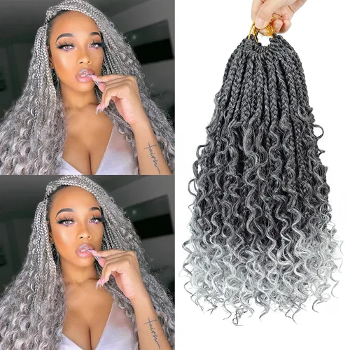 Vista 35 de Goddess Box Braids 1B3330 - Trenzas de ganchillo bohemias de 10 pulgadas para mujeres negras, paquete de 7 paquetes de trenzas bohemias preenlazadas