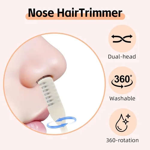 Vista 5 de Jiexily Cortador de Pelo Nasal 2 en 1 para Mujeres y Hombres, Nuevo 2025 Recortador de Nariz Giratorio 360° Herramienta Removedora, Cuchillo de Pelo