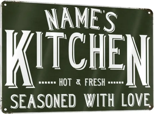 Vista 18 de Letreros de cocina personalizados con nombre personalizado, letrero de cocina condimentado con amor, letrero de cocina para decoración del hogar