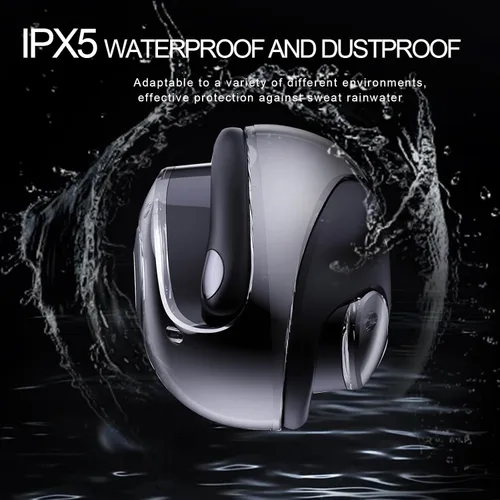 Vista 5 de Auriculares de oído abierto inalámbricos Bluetooth 5.4, OWS Auriculares colgantes inalámbricos con ganchos para los oídos y micrófono, IPX5
