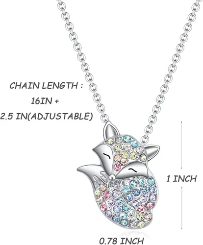 Vista 2 de Dinosaurio caballo unicornio lama zorro colibrí sirena flamenco lobo regalos para niñas y mujeres collar de animales para niñas joyería