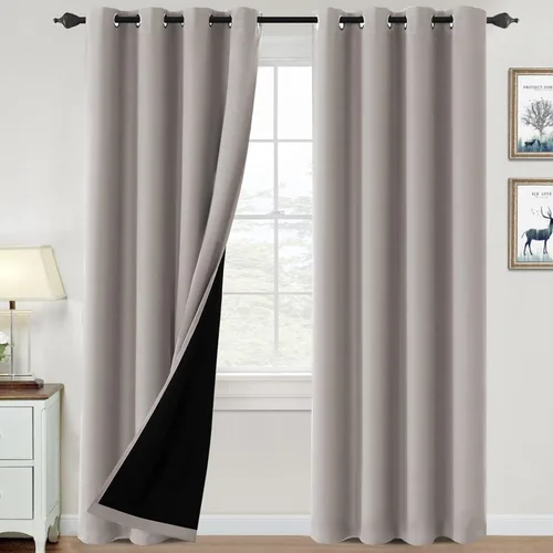 Vista 22 de H.VERSAILTEX Cortinas 100% de opacidad para dormitorio, con aislamiento térmico, cortinas opacas de 63 pulgadas de largo, cortinas de bloqueo