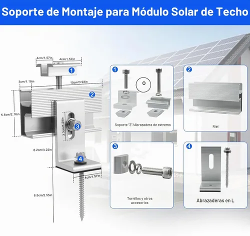 Vista 2 de 10 soportes de montaje para paneles solares, montaje en panel solar para 1-4 paneles solares de 1.4 pulgadas de grosor, soportes de panel solar