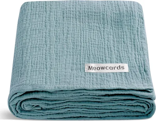 Vista 34 de meowcards Mantas de muselina para envolver al bebé, esenciales unisex para bebés niños y niñas, tamaño grande 47 x 47 pulgadas, mantas de recepción