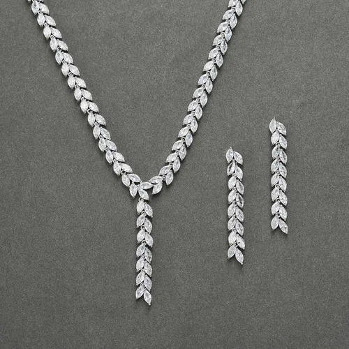 Vista 6 de SWEETV Juego de joyas de araña para mujer, para boda, marquesa con circonita cúbica, juego de aretes para fiesta, graduación, joyería de boda
