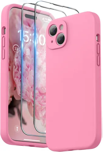 Vista 17 de SURPHY Compatible con iPhone 14 Funda con protector de pantalla (protección para la cámara y forro de microfibra suave) Funda de silicona líquida