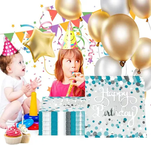 Vista 3 de Servilletas desechables de 2 capas desechables ecológicas para fiestas de cumpleaños para adultos y niños, paquete de 40 servilletas desechables