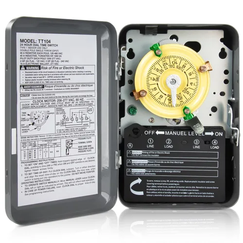 Vista 8 de Interruptor de temporizador mecánico T101, 120 V 40 A SPST, 2 HP para temporizador de luz exterior, calentador de agua, HVAC y bomba de piscina, 12