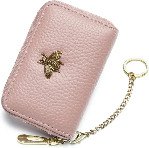 Vista 65 de imeetu Soporte para tarjetas de crédito RFID, cartera pequeña de cuero con cremallera para mujer